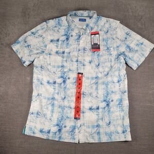 Caribbean‎ Joe Button Up Shirt Tropical Palm Print Short Sleeve Medium